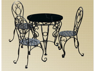 Комплект мебели кованый M-Furniture металл, мрамор черный, зеленый Фото 1