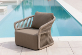 Лаунж-кресло плетеное мягкое Felicita Method алюминий, роуп, ткань белый, бежевый Фото 4