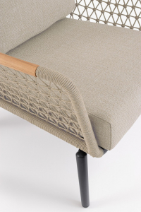 Кресло лаунж плетеное с подушками Garden Relax Eulero алюминий, тик, роуп, олефин антрацит Фото 8