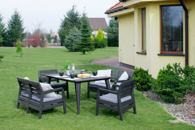Комплект пластиковой мебели Keter Delano set with Lima table 160 полипропилен графит, серый Фото 3