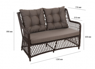 Диван двухместный плетеный с подушками-thumbs-Фото3