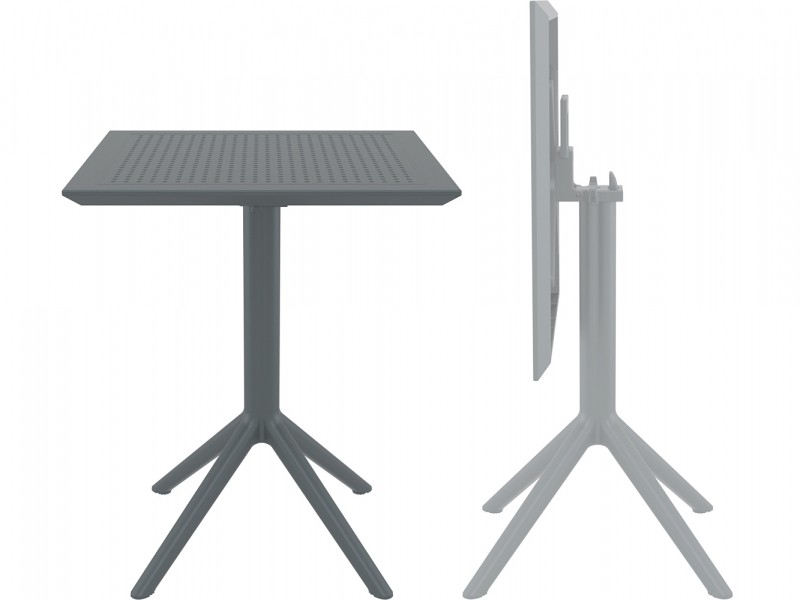 Стол пластиковый складной Sky Folding Table 60, темно-серый, 600х600х740 мм