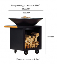 Очаг гриль на колесах с поленницей OFYR 100 PRO-thumbs-Фото3