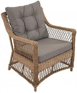Кресло плетеное с подушками ReeHouse Impero алюминий, искусственный ротанг, олефин американский орех, серый Фото 1