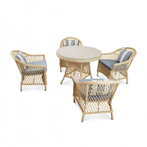 Комплект плетеной мебели ReeHouse Nova алюминий, искусственный ротанг, олефин, стекло индийское дерево, серый Фото 2