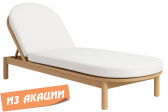Шезлонг-лежак деревянный с матрасом Tagliamento Pill акация, ткань светлый тик, бежевый Фото 14