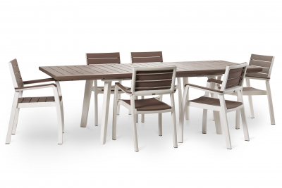 Стол пластиковый раздвижной Keter Harmony Extendable полипропилен белый, капучино Фото 7