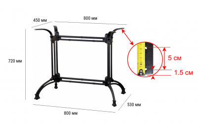 Подстолье чугунное двойное Tron 1235EM чугун черный Фото 2