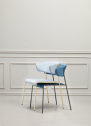 Кресло с обивкой Scab Design Lisa сталь, дерево, вельвет сатинированная латунь, голубой Фото 5