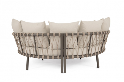 Лаунж-лежак плетеный двойной с подушками Garden Relax Lanai сталь, роуп, олефин какао Фото 6