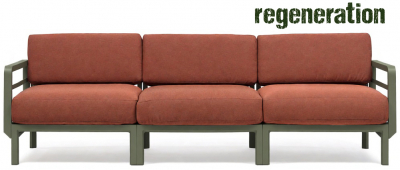 Диван пластиковый с подушками Nardi Maximo 3 стеклопластик, Sunbrella кактус, корица Фото 1