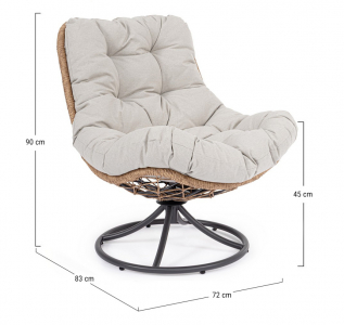 Кресло лаунж плетеное с подушкой Garden Relax Azores сталь, роуп, полиэстер антрацит, бежевый Фото 2