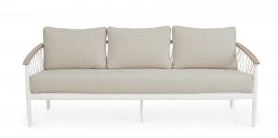 Диван трехместный с подушками Garden Relax Fenix алюминий, роуп, олефин белый Фото 7