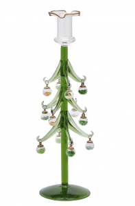 Подсвечник Сосна с декором EDG Candle Holder стекло зеленый микс Фото 1