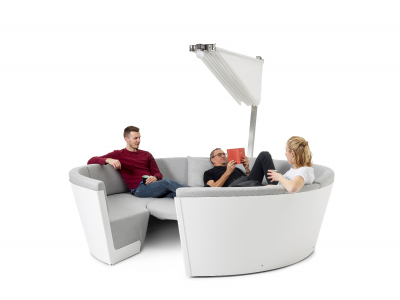 Зонт дизайнерский с подсветкой Ø3.3 м Extremis Kosmos Round + LED Light сталь, полиэстер белый Фото 32
