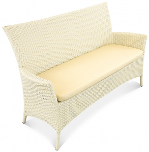 Диван двухместный плетеный с подушкой ReeHouse Kipr алюминий, искусственный ротанг, оксфорд доминикана, светло-бежевый Фото 1