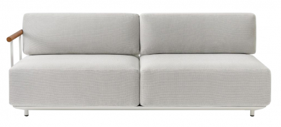 Диван двухместный с правым подлокотником PEDRALI Arki-Sofa сталь, алюминий, тик, ткань белый, серый Фото 1