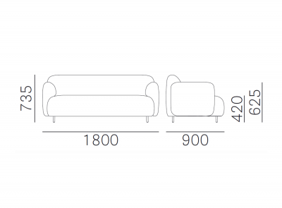Диван двухместный мягкий PEDRALI Buddy Sofa металл, алюминий, ткань Фото 2