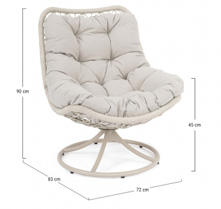 Кресло лаунж плетеное с подушкой Garden Relax Azores сталь, роуп, полиэстер бежевый Фото 2