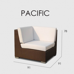 Модуль плетеный левый с подлокотником Skyline Design Pacific алюминий, искусственный ротанг, sunbrella арабика, бежевый Фото 4