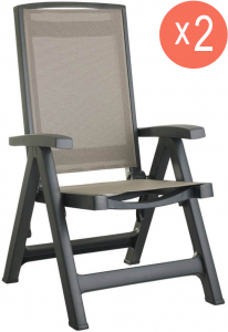 Комплект пластиковых кресел-шезлонгов SCAB GIARDINO Esmeralda Lux Set 2 полипропилен, текстилен антрацит, тортора Фото 1