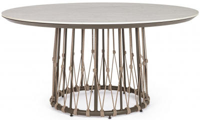 Стол металлический обеденный Garden Relax Lanai алюминий, роуп, камень какао Фото 1