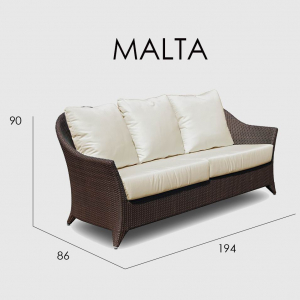 Диван плетеный трехместный с подушками Skyline Design Malta алюминий, искусственный ротанг, sunbrella мокка, бежевый Фото 4