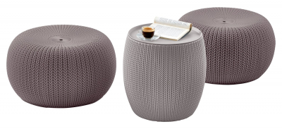 Пуф пластиковый Keter Cozy seat/puff пластик с имитацией плетения нежно-фиолетовый Фото 2
