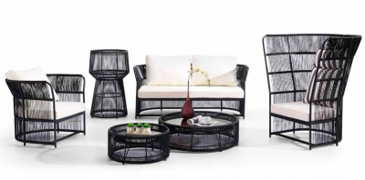 Высокий вазон Tagliamento Sofa living алюминий, искусственный ротанг черный Фото 4