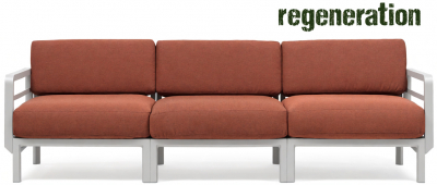 Диван пластиковый с подушками Nardi Maximo 3 стеклопластик, Sunbrella гипс, корица Фото 1