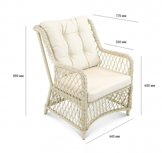 Кресло плетеное с подушками ReeHouse Titulo алюминий, искусственный ротанг, олефин доминикана, светло-бежевый Фото 2