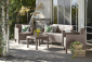 Комплект пластиковой мебели Keter Orlando set with 3 seat sofa пластик с имитацией плетения капучино Фото 2