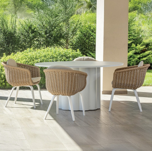 Стол металлический обеденный Grattoni Barbuda алюминий белый Фото 6