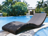 Шезлонг-лежак плетеный Tagliamento Santorini оцинкованная сталь, искусственный ротанг кофе Фото 1