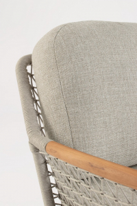 Кресло лаунж плетеное с подушками Garden Relax Eulero алюминий, тик, роуп, олефин пеликан Фото 9