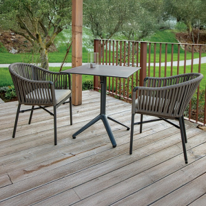 Кресло плетеное с подушкой Grattoni Monaco алюминий, роуп, олефин антрацит, тортора, коричневый Фото 5