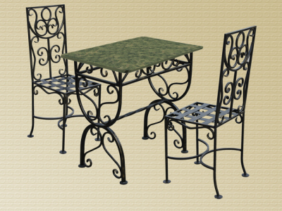 Комплект мебели кованый M-Furniture металл, мрамор черный, зеленый Фото 1