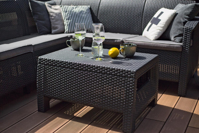 Комплект пластиковой мебели Keter Corfu Relax Set пластик с имитацией плетения графит, серый Фото 6