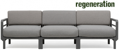 Диван пластиковый с подушками Nardi Maximo 3 стеклопластик, Sunbrella базальт, лава Фото 1