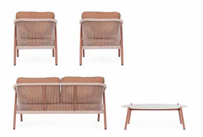 Комплект металлической лаунж мебели Garden Relax Miravet алюминий, роуп, ткань, натуральный камень медный Фото 7