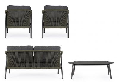Комплект металлической лаунж мебели Garden Relax Miravet алюминий, роуп, ткань, натуральный камень антрацит, зеленый, темный Фото 11