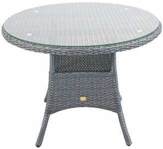 Стол плетеный обеденный ReeHouse Kipr алюминий, искусственный ротанг, стекло серебро Фото 1