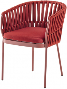 Кресло плетеное с подушкой Grattoni Soho алюминий, роуп, олефин красный Фото 1