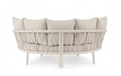 Лаунж-лежак плетеный двойной с подушками Garden Relax Lanai сталь, роуп, олефин песочный Фото 8