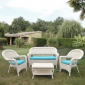 Комплект плетеной мебели Afina LV130 White/Blue искусственный ротанг, сталь белый, бирюзовый Фото 1