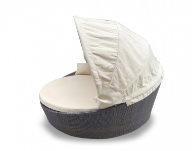 Лаунж-диван плетеный Tagliamento Shell-sunshade алюминий, искусственный ротанг, акрил коричневый, бежевый Фото 2