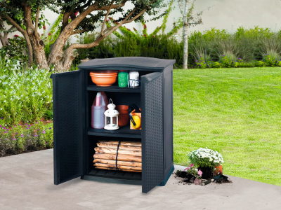 Шкаф пластиковый Keter Rattan Style полипропилен антрацит Фото 3