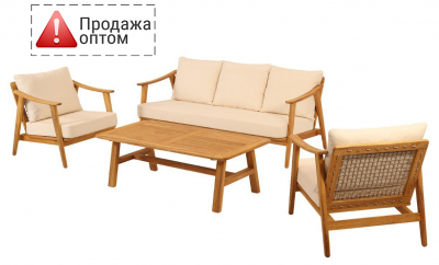 Комплект деревянной мебели GARDENIUS Harley ироко, роуп, ткань ироко, зеленый Фото 17