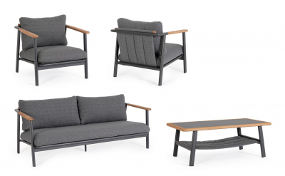 Комплект металлической лаунж мебели Garden Relax Leonida алюминий, тик, олефин антрацит Фото 4