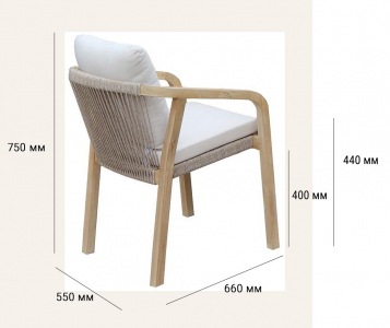 Комплект деревянной мебели Tagliamento Rimini акация, роуп, олефин натуральный, бежевый Фото 4